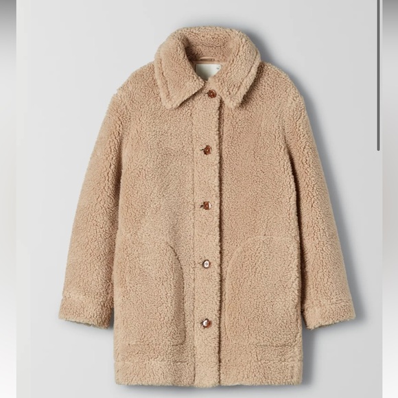 Aritzia Wilfred Free Teddy Long Jacket. BNWT. Size XS. Camel colour - Picture 9 of 10